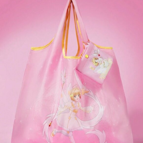 Card Captor Sakura Shopping Tote Bag Pink Packable with Bag NWT - Picture 4 of 4